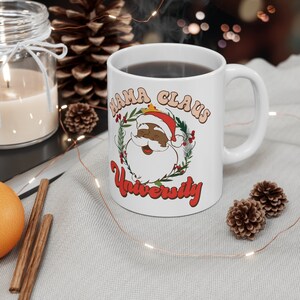 Black Santa Ceramic Mug 11oz| Christmas mug| Holiday mug| Christmas gift| vintage christmas| hot chocolate mug| African American Santa Mug
