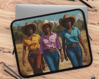 Black Cowgirl Laptop & Tablet Sleeve| Western Attire| Black Rodeo| African American Texas Rodeo Art| Gift for Her| Gift for Mom| Laptop Case