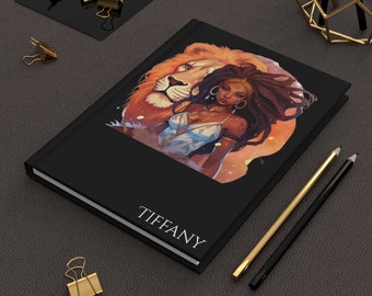 Leo Black Woman Hardcover Personalized Journal Matte Hardcover| Zodiac Journal| African American Gifts| Gift For Her| Birthday Gifts|