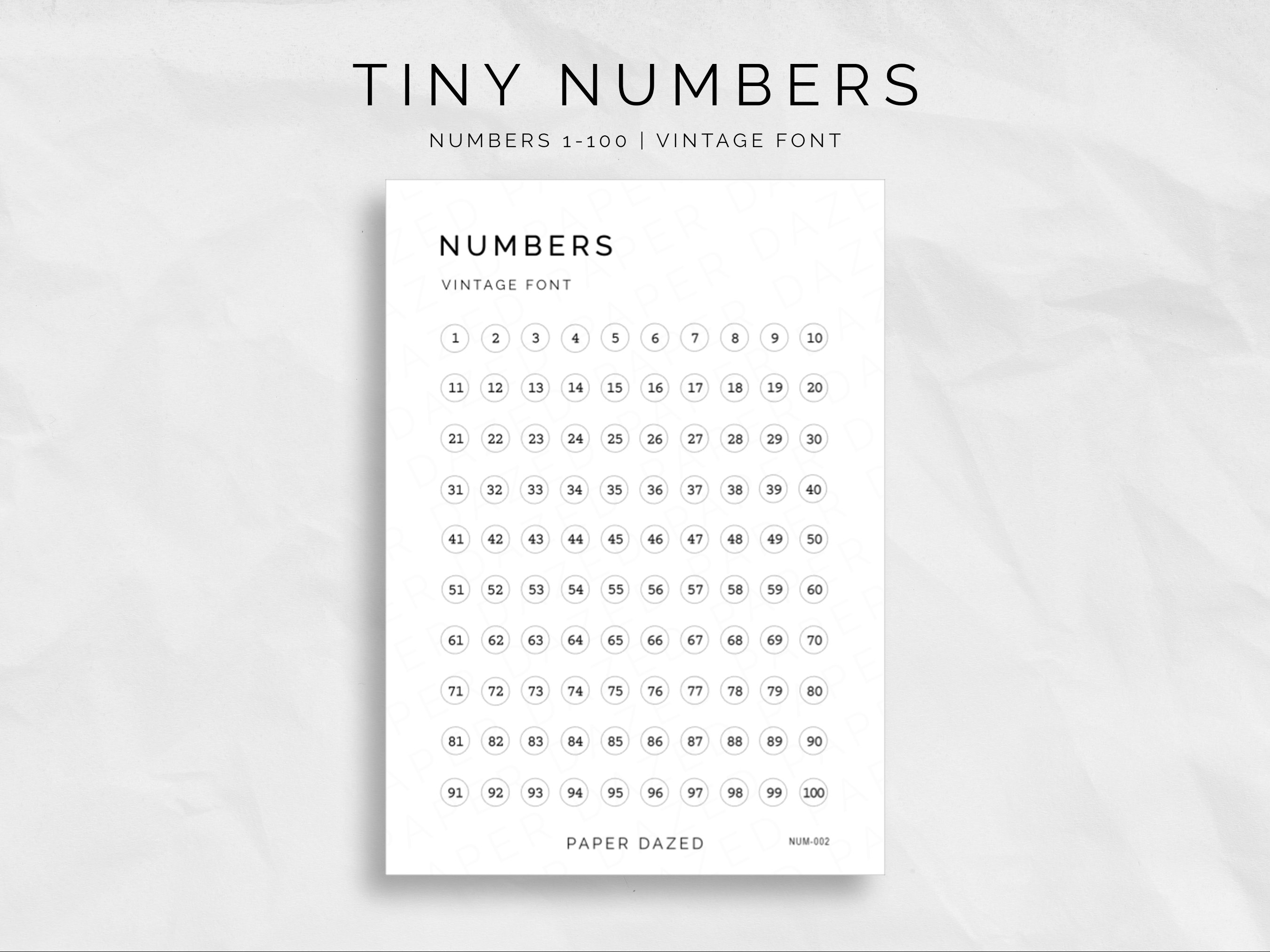 TINY Number Stickers 1-100, VINTAGE Font, Foiled Small Date Dot Stickers, Stickers for Calendars, 5mm Stickers, Small Number Circle Stickers