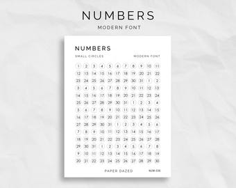 Tiny Number Stickers 1-31: Modern San Serif Font, Foiled Date Stickers