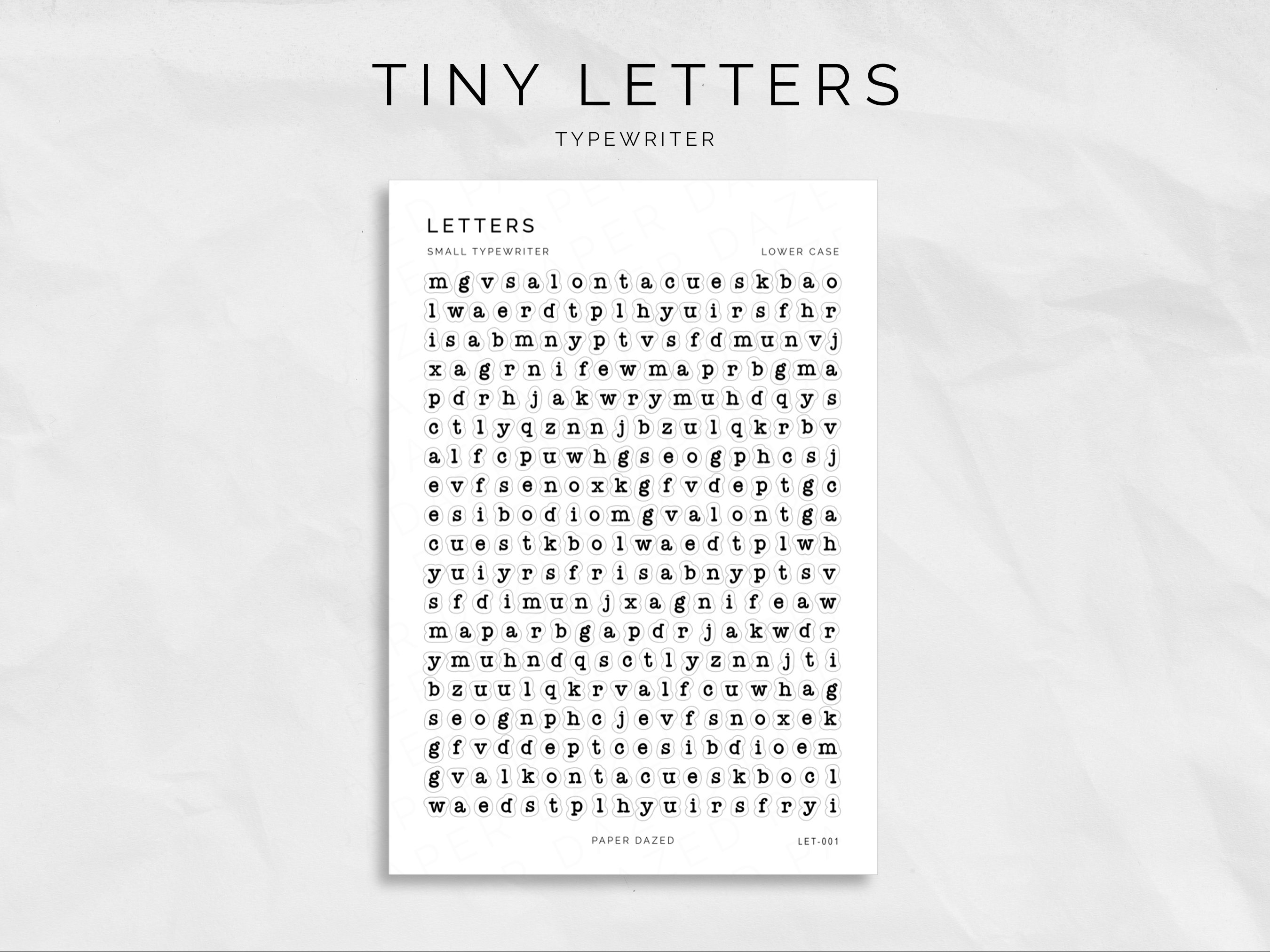 TINY Typewriter Letters Sticker Sheet Vintage Style Planner