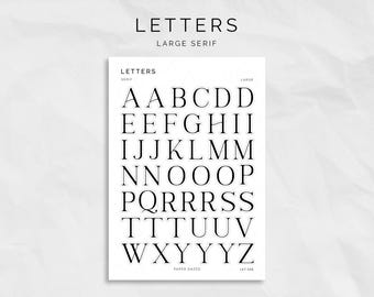 Stickervel met groot schreefletter-alfabet voor journaling