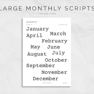 Grote maandschriften - VINTAGE-lettertype | Bullet Journal-stickers, plannerstickers, functionele stickers, verijdelde koppen, titelstickers