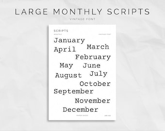 Large Monthly Scripts - VINTAGE Font | Bullet Journal Stickers, Planner Stickers, Functional Stickers, Foiled Headings, Title Stickers
