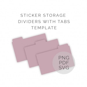 Sticker Storage Dividers With Tabs Template | DIGITAL DOWNLOAD, Dividers For Box Storage, Tabbed Dividers Template, Digital Cut Files