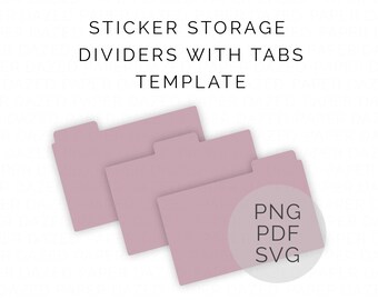 Sticker Storage Dividers Template: Tabbed Box Organizers (Digital Download)