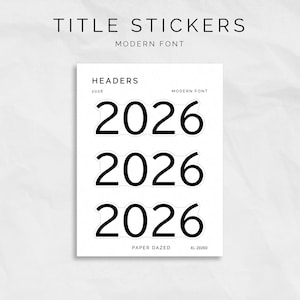 2026 Planner Stickers: Modern Font, Foil Title Page Stickers