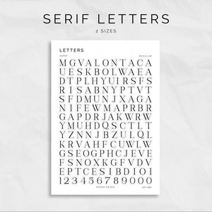 Hoja de pegatinas de letras y números, pegatinas del alfabeto para diario y scrapbooking, hoja de pegatinas de letras del abecedario para scrapbooking, fuente serif