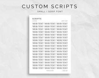 Small Custom Scripts - SERIF Font, Custom Stickers for Planners and Journals, Customized Foiled Script Stickers, Custom Stickers Hens Party