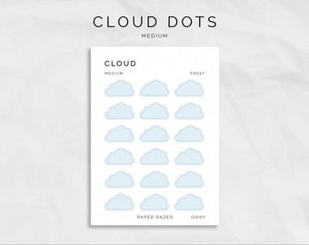 10mm Medium Cloud Dot Stickers, Dot Sticker Sheets for Planners and Journals, Checklist Dots, Soft Aesthetic Deco Stickers, Transparent Dots