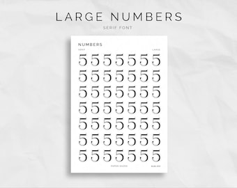 Large Serif Font Number Stickers: Planner Scrapbook Stickers