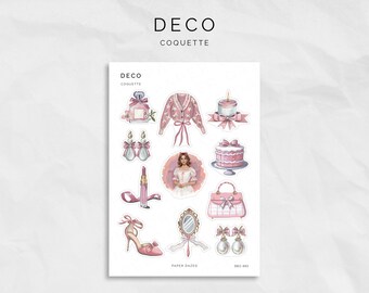 Pink Coquette Deco Sticker Sheet Coquette Era Pink Bow Stickers for Planner Lovers Gifts for Stationery Girls Scrapbooking Planner Stickers