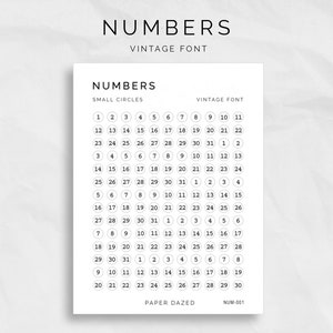 5 mm stickers met kleine cijfers 1-31 - VINTAGE lettertype, verijdelde stickers met datumstip, stickers voor kalenders, kleine stickers, transparante plannerstickers