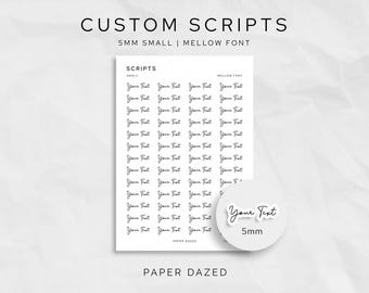 5mm Custom Foiled Script Stickers: Mellow Font Planner Stickers