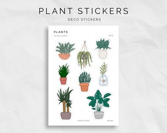 Indoor Pot Plant Deco Stickers, Decorative Stickers for Journals and Planners, Transparent Planner Stickers, Greenery Stickers, Plant Gifts