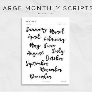 Grote maandschriften - HONEY-lettertype | Bullet Journal-stickers, plannerstickers, functionele stickers, verijdelde koppen, titelstickers