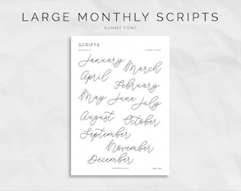 Sunny Font Monthly Script Stickers: Foiled Planner Stickers