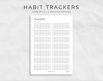 Lange stijl maandelijkse gewoontetrackerstickers voor bulletjournals en planners, blanco gewoontetracker-stickervellen, transparante matte stickers