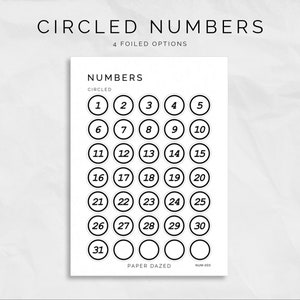 MEDIUM Circled Date Dot Stickers | Bullet Journal and Planner Stickers Sheet, Number Stickers for Dates and Calendars, Foiled Bujo Stickers