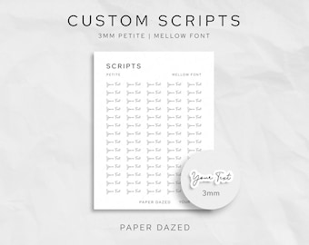 3mm Custom Foiled Script Stickers: Mellow Font Planner Stickers