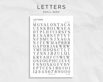 Serif Font Alphabet Stickers: Journaling, Scrapbooking (0.9cm Height)