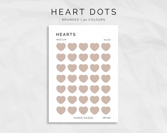 10mm Medium Rounded Heart Dot Stickers
