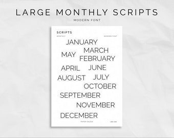 Foiled Monthly Script Stickers: Modern Planner Stickers