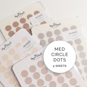 SECONDS 5x Sheets 10mm Small Circle Dot Stickers for Bullet Journals and Planners, Checklist Dot Stickers, Minimal Transparent Stickers