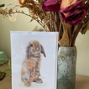 Tarjetas de felicitación de conejo / Tarjeta de conejito para las fiestas / Interior en blanco / Tarjetas de Pascua / Impresión artística pequeña / Tarjetas de 3 x 5