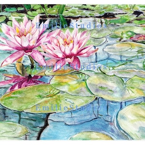Waterlilies Watercolor Print