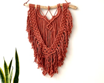 Macrame Wall Hanging, Fall Inspired Wall Décor for Bedroom, Living Room or OfficeBoho Wall Art, Handmade Rust Orange Fiber Tapestry