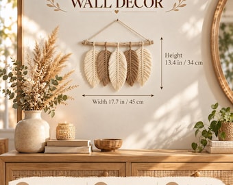 Macrame Feather Wall Hanging White And Beige Small Macrame Leaf Neutral Nursery Wall Decor Girl Handmade Home Decor