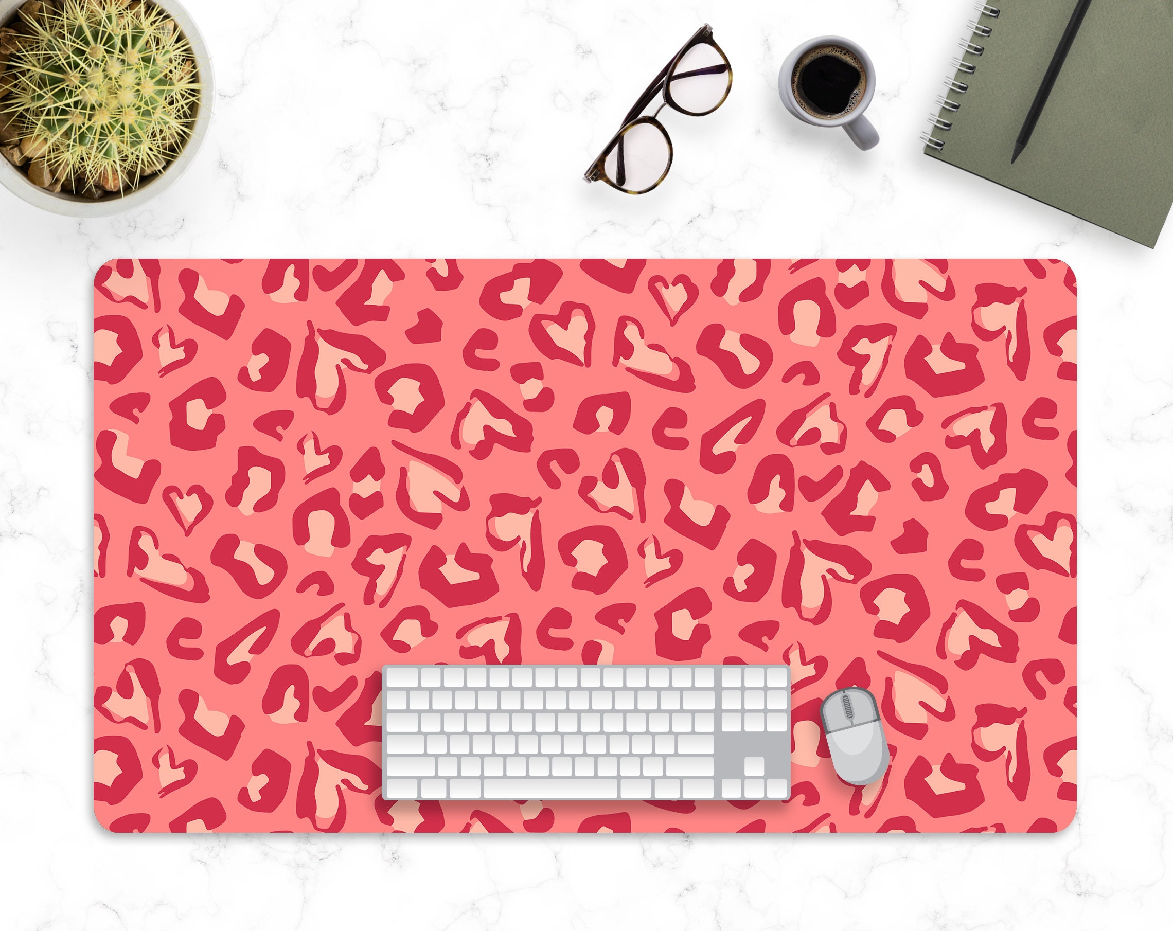 Leopard Print Pink Desk Mat for Cubicle Decor Custom Mouse Etsy