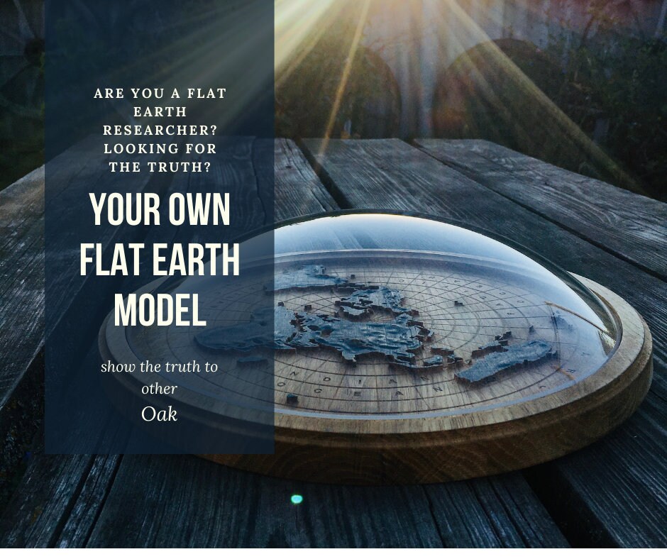 Flat Earth model with Dome map wood home art gift Etsy
