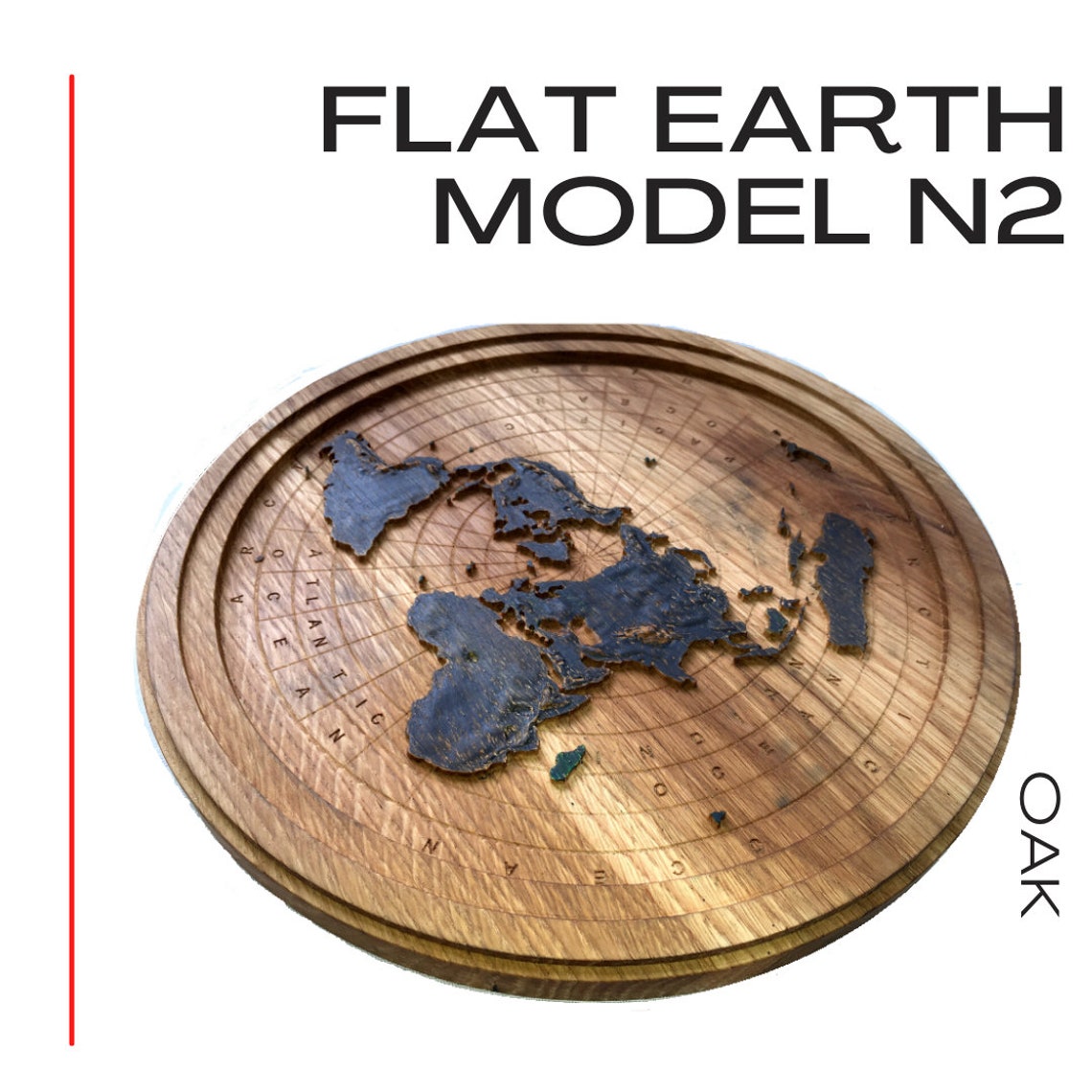 Flat Earth model with Dome map wood home art gift Etsy