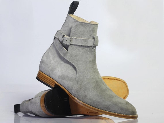 Handgemaakte heren Grijze Suède Jodhpur Laarzen Heren - Etsy Nederland