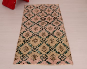 Turkish Runner | Runner Rug | Bathroom Rug | Bath Rug | Entryway Rug | Outdoor Rug | Prayer Rug | Bath Mats and Rugs, Geometric Rug, 2.3x5.1