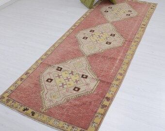 Runner Rug • Kitchen Rug • Rug Runner • Turkish Runner • Carpet Runner • Turkish Rug • Vintage Rug • Pink Rug • Vintage Carpet • 3.1&#39;x9.1