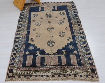 Vintage Oushak Rug • 3.5'x6', Turkish Wool Area Rug