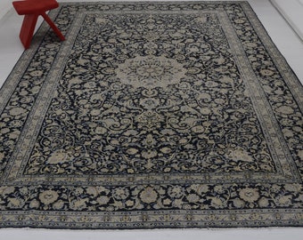 Large Vintage Turkish Wool Rug • Oriental Area Carpet (9.6'x12.9')