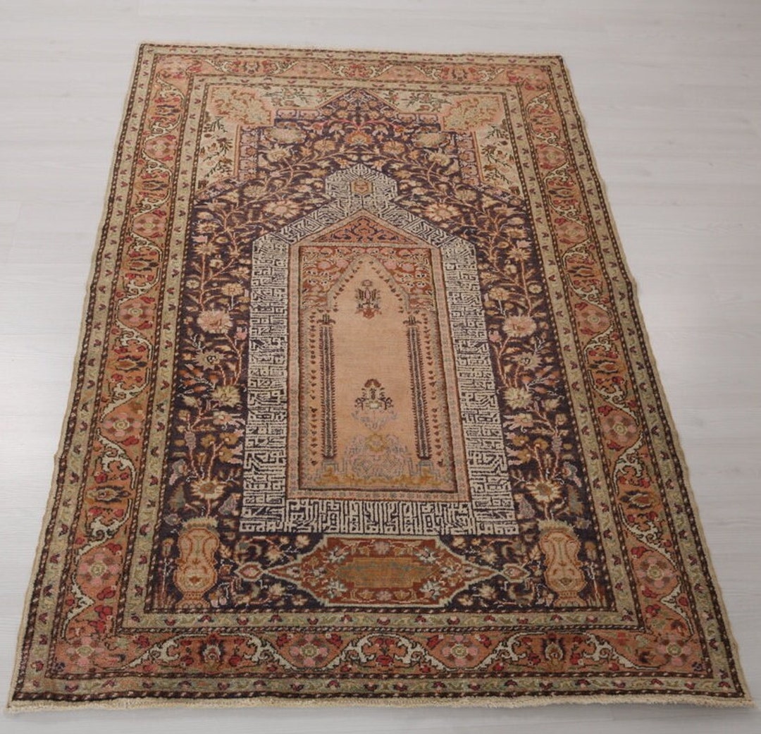 Prayer Rug Basic Brown Handmade Wool Vintage Prayer Rug, Beige Brown Tribal Design (4x6) - Etsy