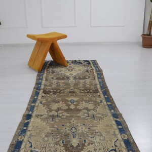 Anatolian Runner, Large Long Runner, Beige Vintage Runner Rug, 3x8 runner, Anatolian Soft Rug, Turkish Rug, Vintage Beige and Brown Runner