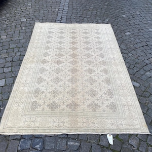 Vintage Bohemian Rug,Beige Vintage Rug,Turkish Rug,Living Room Rug,Medium Vintage Rug, 5x7 Rug,Pink Area Rug, Geometric Rug,Handmade Carpet