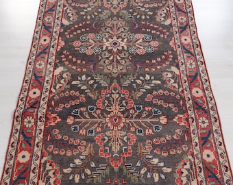 Runner Rug, Vintage Runner Rug, Floral Runner Rug, Brown Runner Rug, Oriental Runner Rug, Kitchen Runner, Bedroom Runner Rug, Entry Rug, Rug