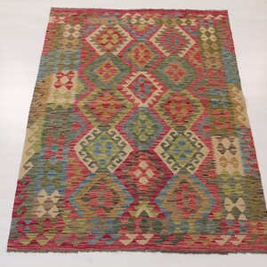 New handmade wool Rug, Geometric Kilim, Anatolian Turkish Kilim, Modern Kilim, New Contemporary Kilim,
