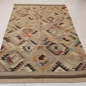 New handmade wool Rug, Geometric Kilim, Anatolian Turkish Kilim, Modern Kilim, New Contemporary Kilim,