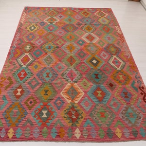 New handmade wool Rug, Geometric Kilim, Anatolian Turkish Kilim, Modern Kilim, New Contemporary Kilim,
