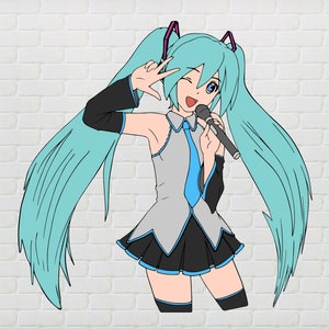Hatsune Miku SVG, Cricut Silhoutte Cut File, Anime Girl, Vocaloid Hatsune Miku, Idol Hatsune Miku, Sakura Taito SVG, Hatsune Miku Japan SVG
