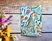 Plantable Seed Paper Birthday Card, Blank Inside, Flower Hare greeting card, Hares, Birthday card,Hare ,Flower card,Woodland animals photo
